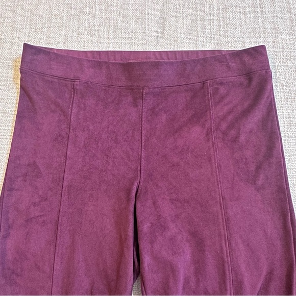 EXPRESS Burgundy Faux Suede Ankle Zip Legging Eggplant Wine Stretch Pant Wmns M - Picture 4 of 15